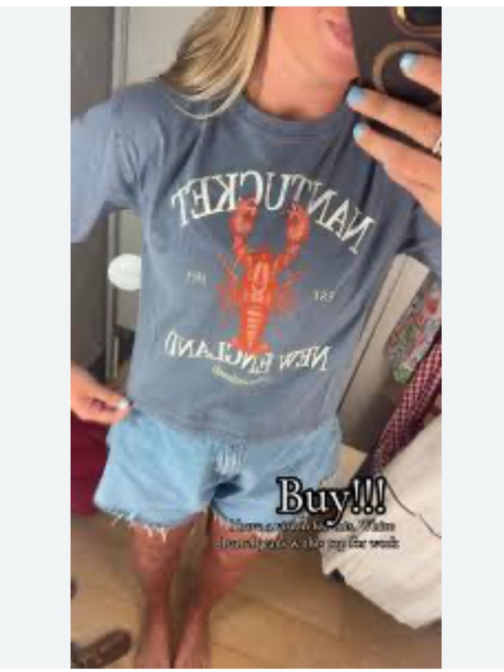 New House of Cotton Nantucket cropped Graphic Tee with lobster XS
